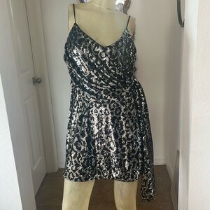 SAYLOR Black and Silver Sequin Dress